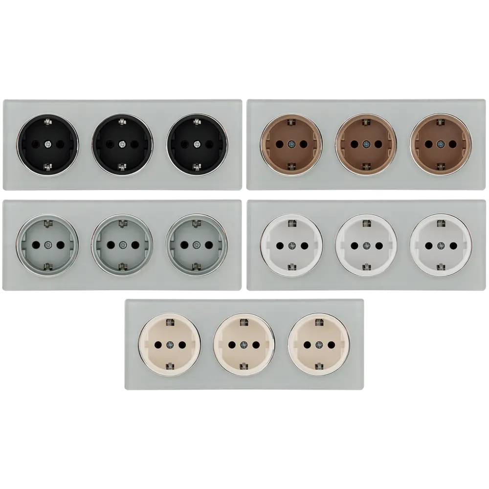 ONEKEYELECTRO Стеклянная тройная рамка для розеток серый глянец 82838533 Florence STLM-0036864 - Вид №1