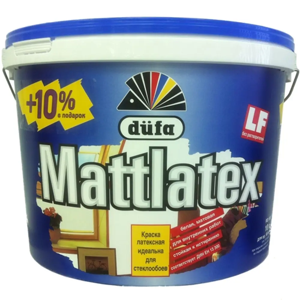 Краска в/д Dufa Mattlatex, белая, 11 л 11695434 STLM-2135690 