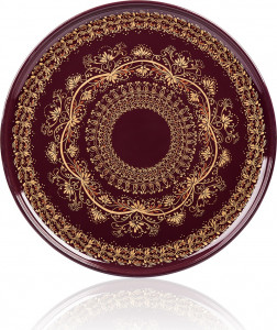 10620665 Жостовская фабрика декоративной росписи Поднос 32см НХПР "В центре вселенной" Сталь