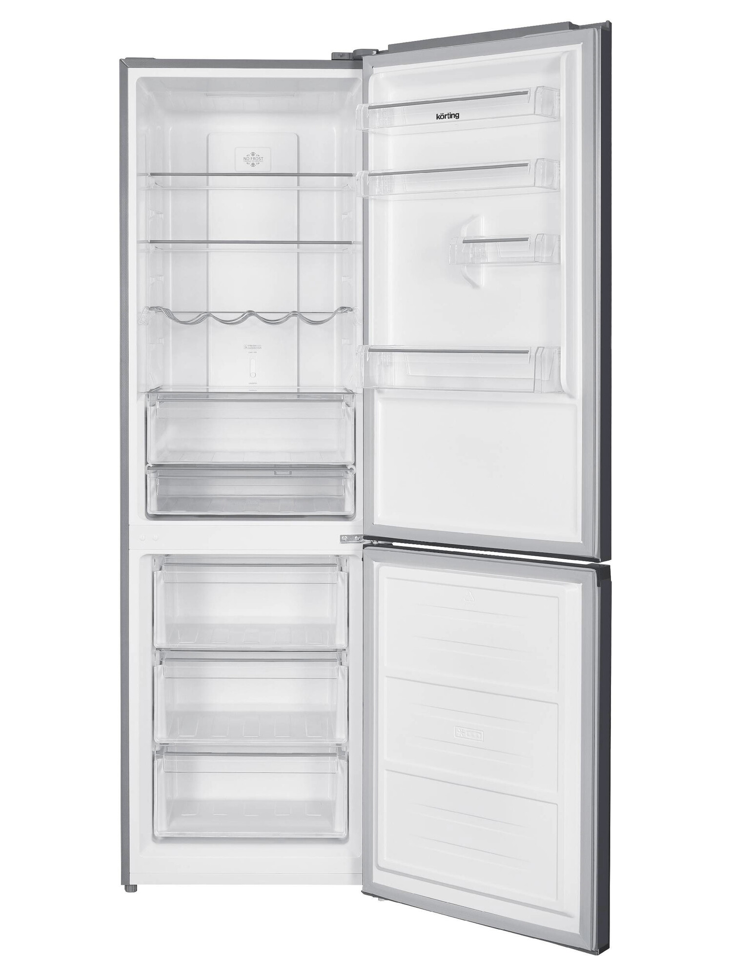 9158176 Холодильник с морозильником   Korting KNFC 62980 X серебристый STDN-0085379 - Вид №1