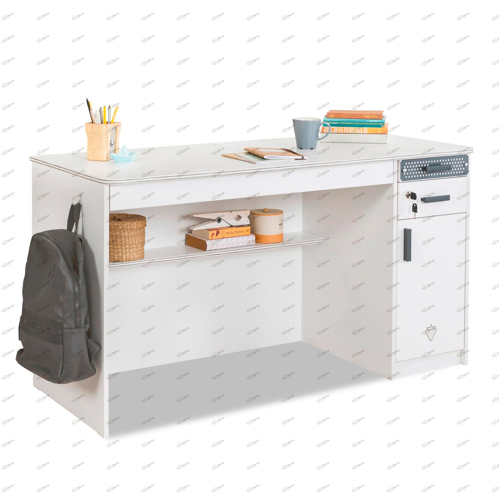 Письменный стол белый с ящиками 139 см White L CILEK WHITE 00-3832435 Белый Santreyd 