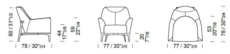 Кожаное и тканевое кресло с подлокотниками Borzalino EVE PLUS ARCH-00129537 - Вид №10