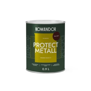 91979313 Грунт-эмаль по ржавчине 3 в 1 Protect Metall Komandor глянцевая цвет коричневая RAL 8017 0.9 л STLM-1495319