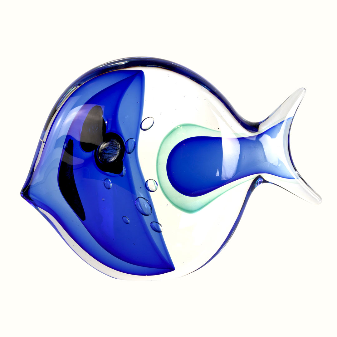 4526 ORIGINALMURANOGLASS Абстрактная скульптура Синяя Рыба - муранское стекло OMG 21 см  - Вид №1