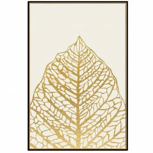 Постер прямоугольный на художественной бумаге 80х60 см "Золотой лист на белом" EVENHOME ДИЗАЙНЕРСКИЕ 00-3878763 Белый;золото