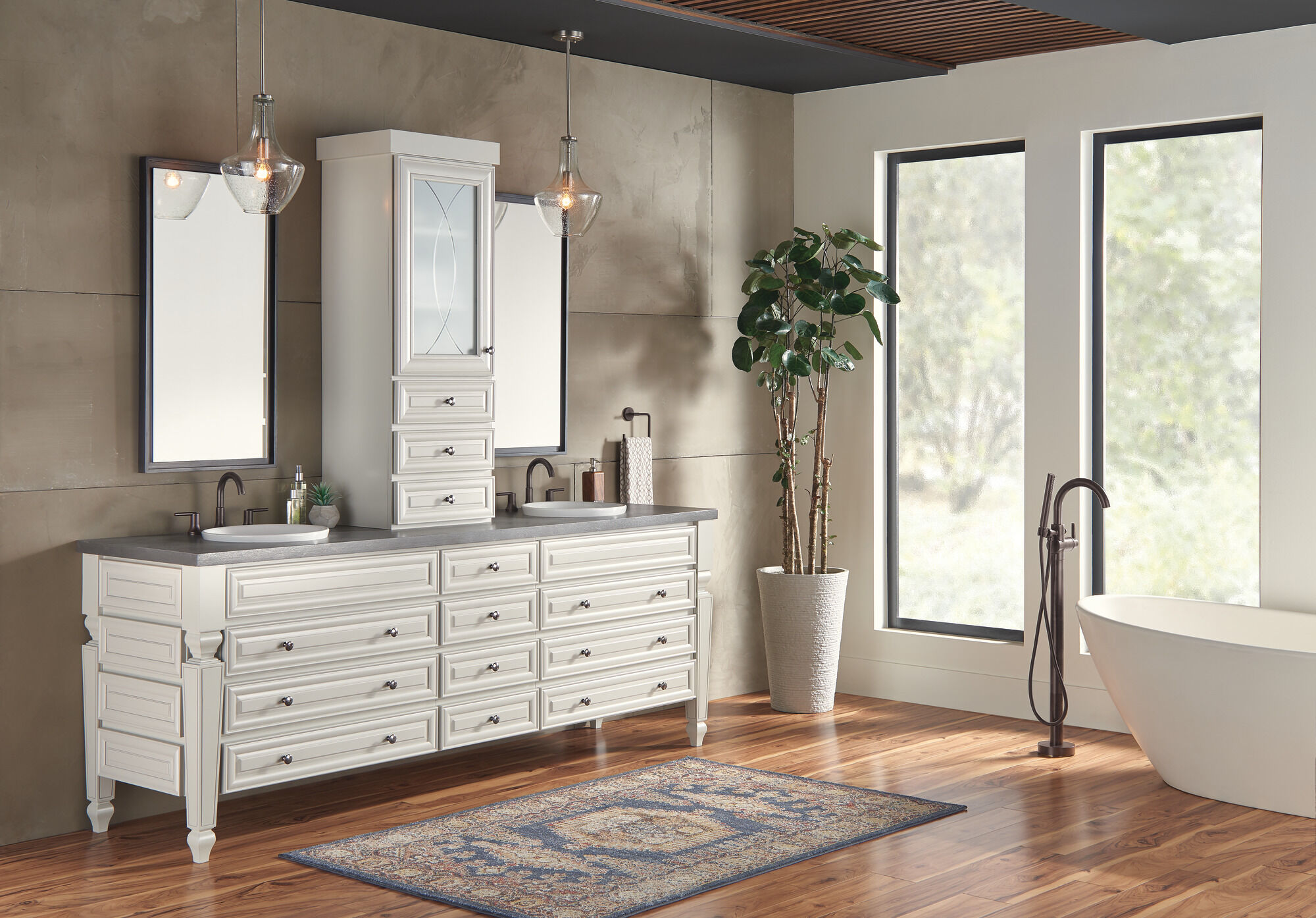 T4759-RBFL Напольная накладка для ванны с одной ручкой и ручным душем Delta Faucet Delta Венецианская бронза - Вид №1