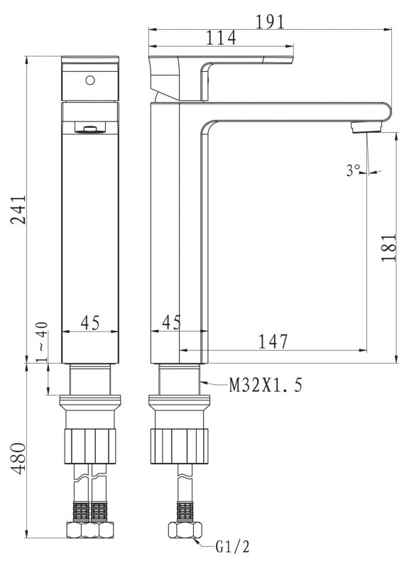 Смеситель для накладных раковин TERRA TER-LMC-CRM BELBAGNO - Вид №1