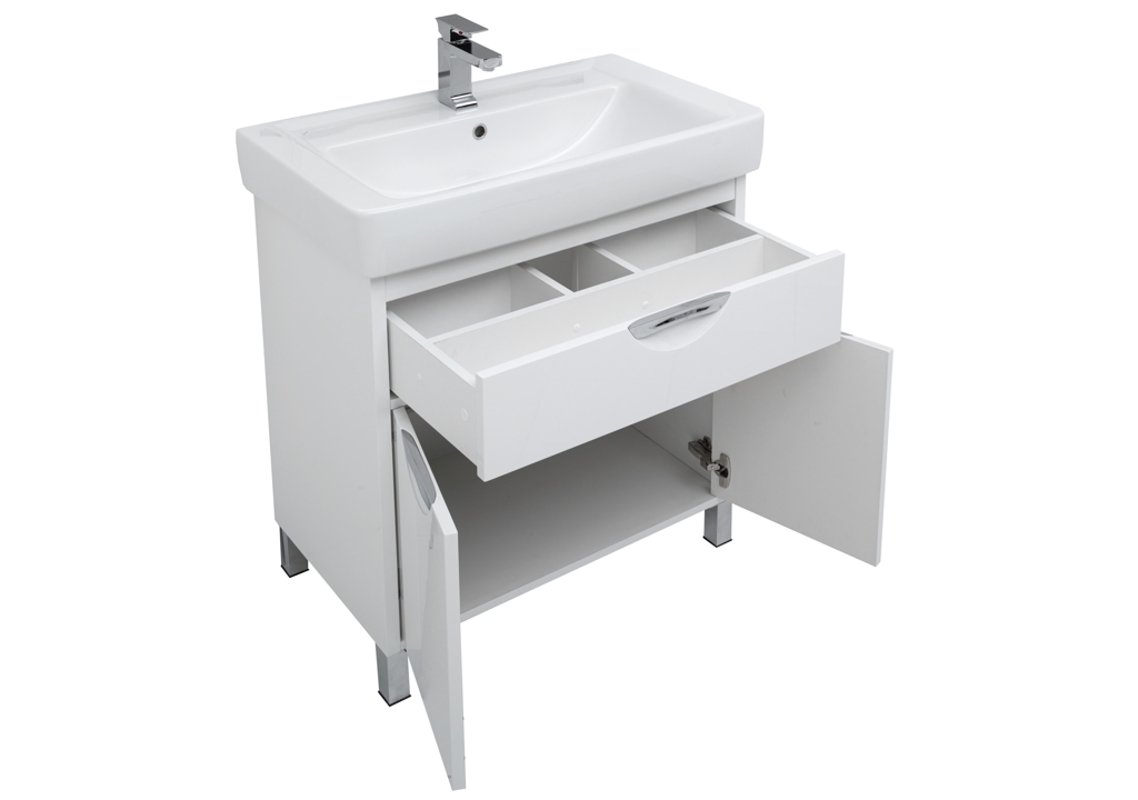 Мебель для ванной Aquanet Гретта 80 New белый (1 ящик, 2 дверцы) 00239433 - Вид №7
