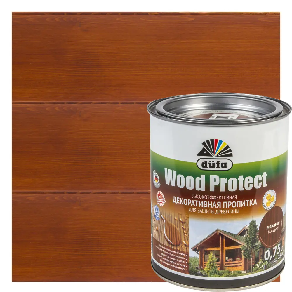 Антисептик Wood Protect цвет махагон 0.75 л 14724384 STLM-2111364 Dufa 