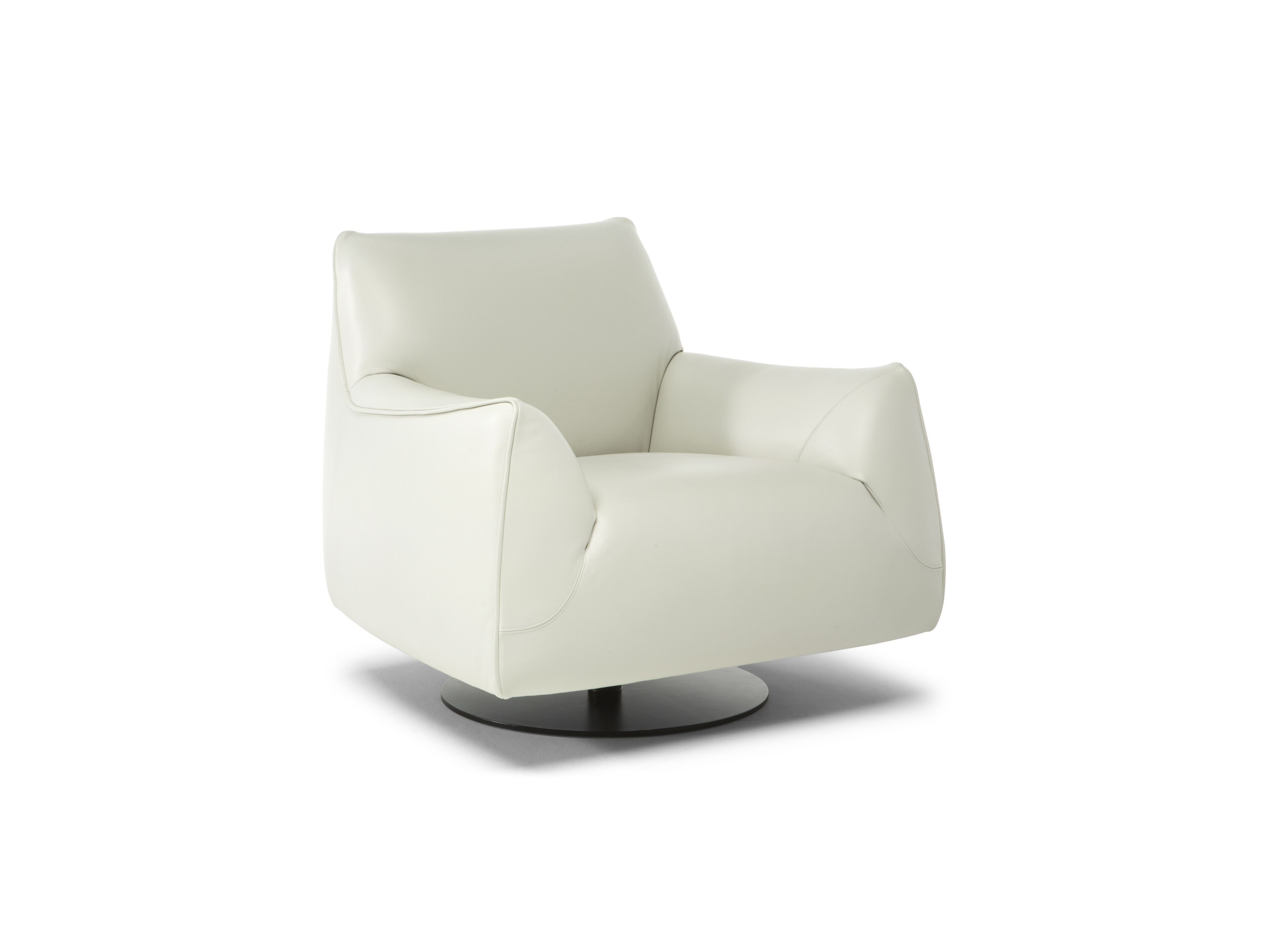 Вращающееся кресло из ткани и кожи с подлокотниками Natuzzi Italia DOLLY ARCH-00027236 - Вид №1