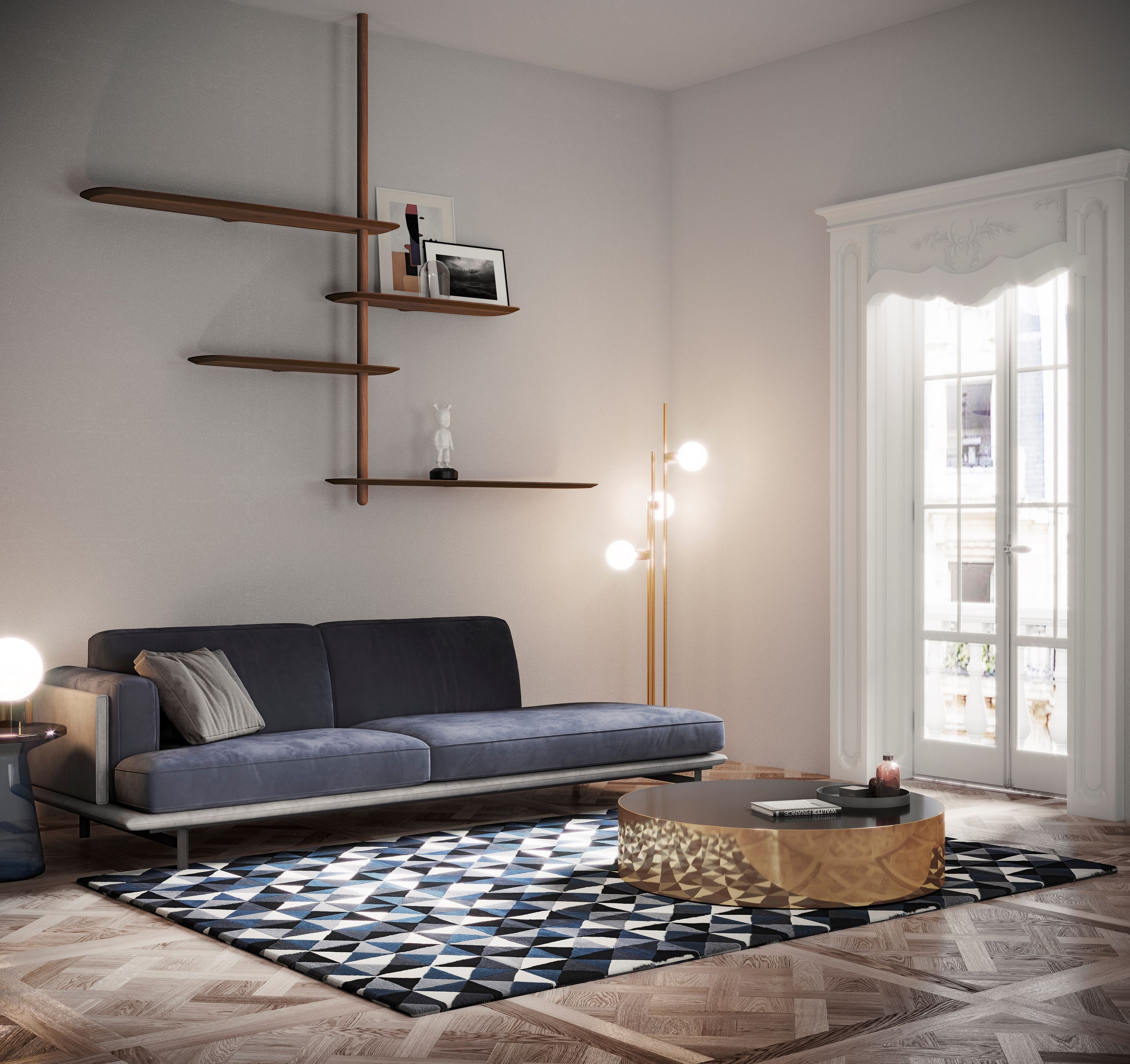 Модульная потолочная полка из шпона NOMON уникальная ARCH-00047381 - Вид №1