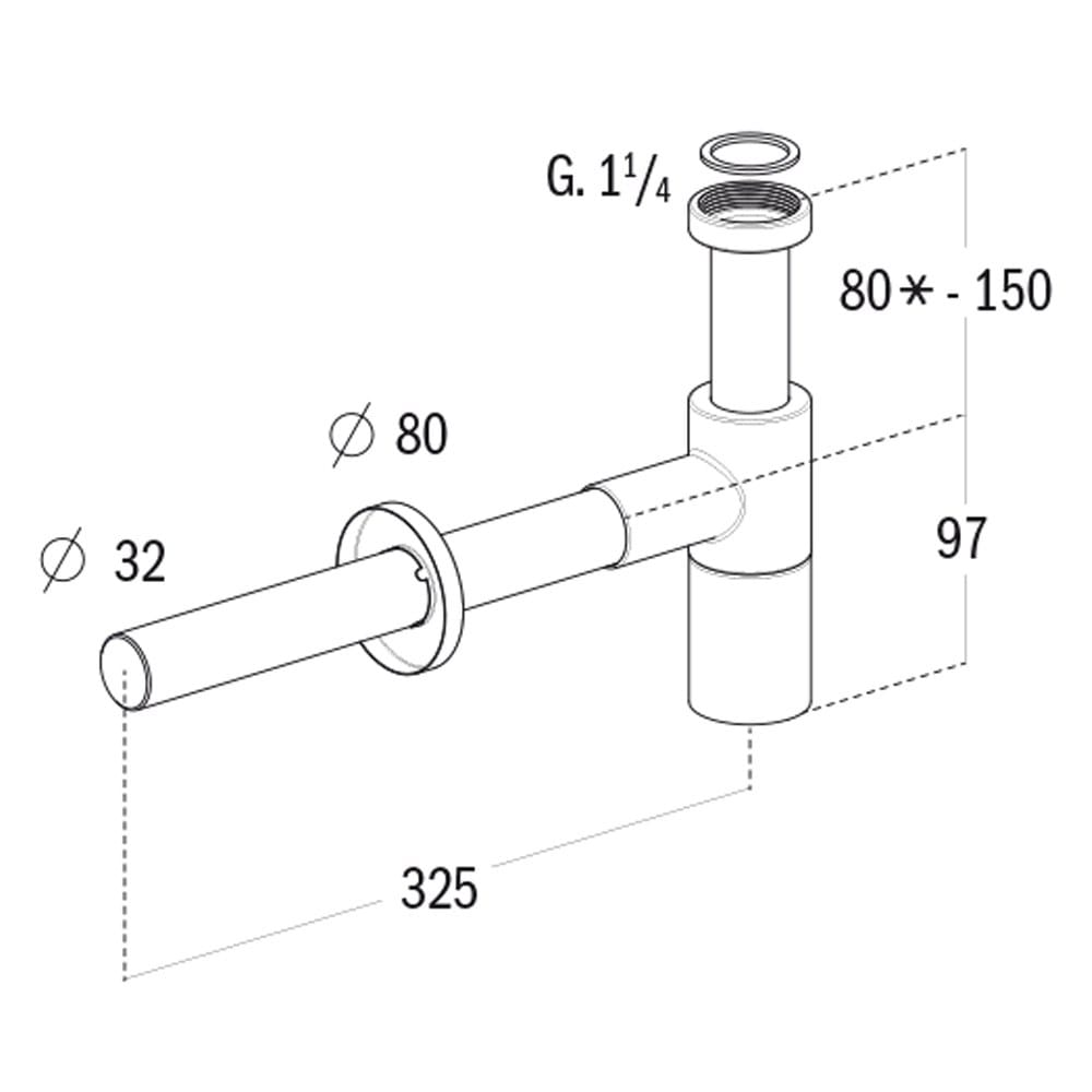 Хромированный сифон для раковины ABS Redi Nicoll ARCH-00147570 - Вид №2