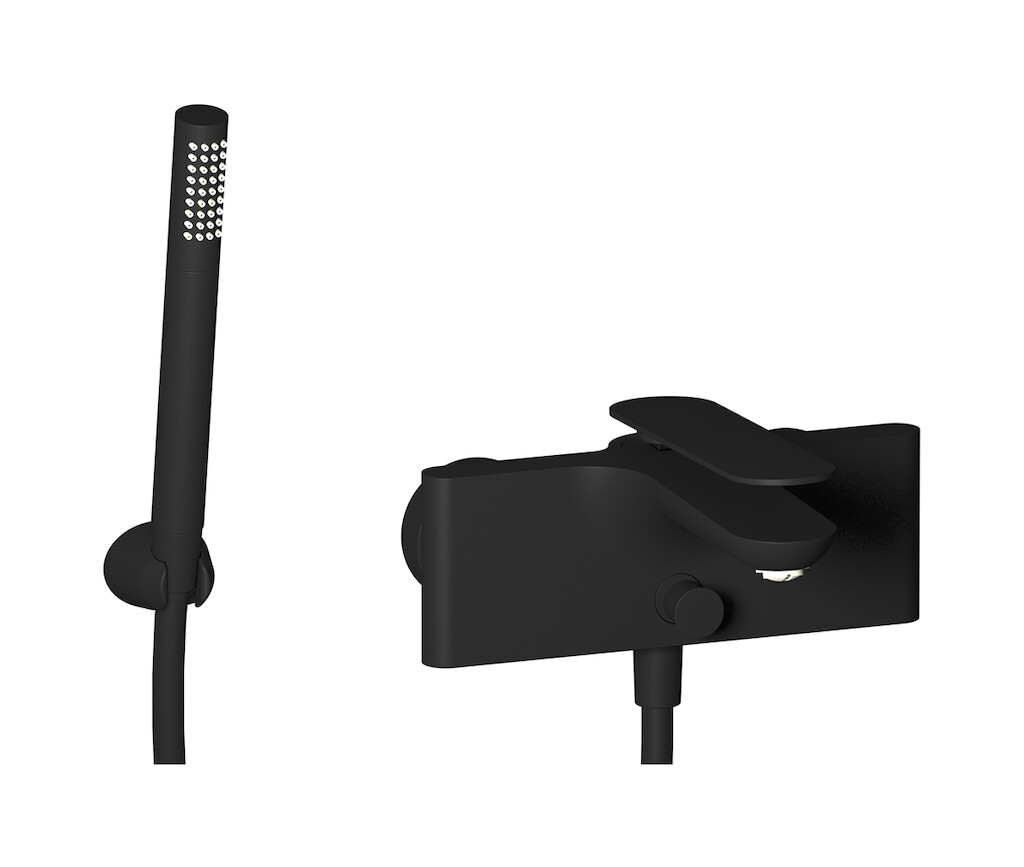 Настенный смеситель для ванной в комплекте с душевым гарнитуром WE ARE IB k2250np Matt Black K2