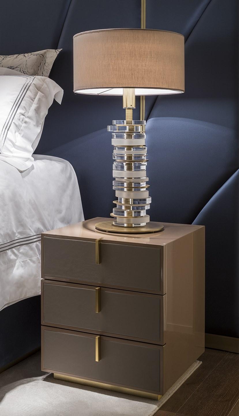 Paolo Castelli Лаковая прикроватная тумбочка из мдф и воловьей кожи с ящиками Fine sun-id-1503014 - Вид №5