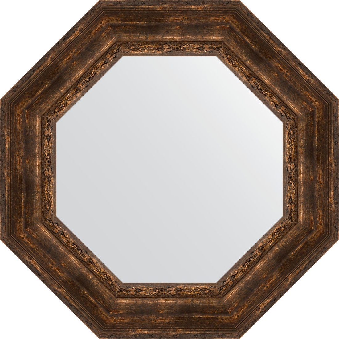 BY 3863 Зеркало в багетной раме - состаренное дерево с орнаментом 120 mm EVOFORM Octagon
