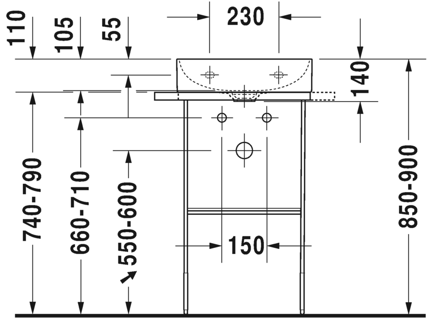 0031091000 Консоль металлическая напольная ** DuraSquare #003109 516 x 333 мм
Хром Black Matt Duravit - Вид №5