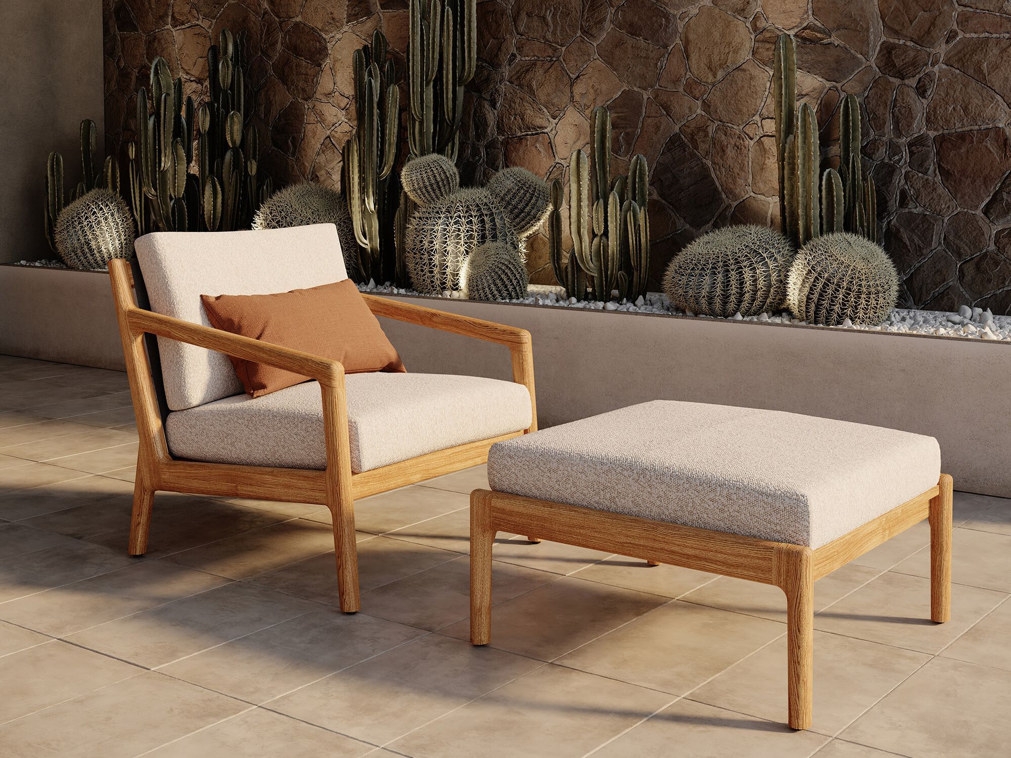 Квадратная подставка для ног из тикового дерева Walters Laurel ARCH-00019506 - Вид №3