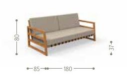 Talenti 3-х местный тканевый садовый диван Alabama iroko Aladiv - Вид №2