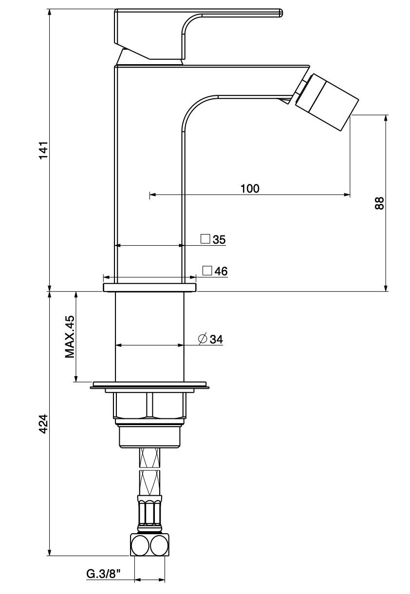 Смеситель для биде с одной ручкой GATTONI Kubik ARCH-00147323 - Вид №2