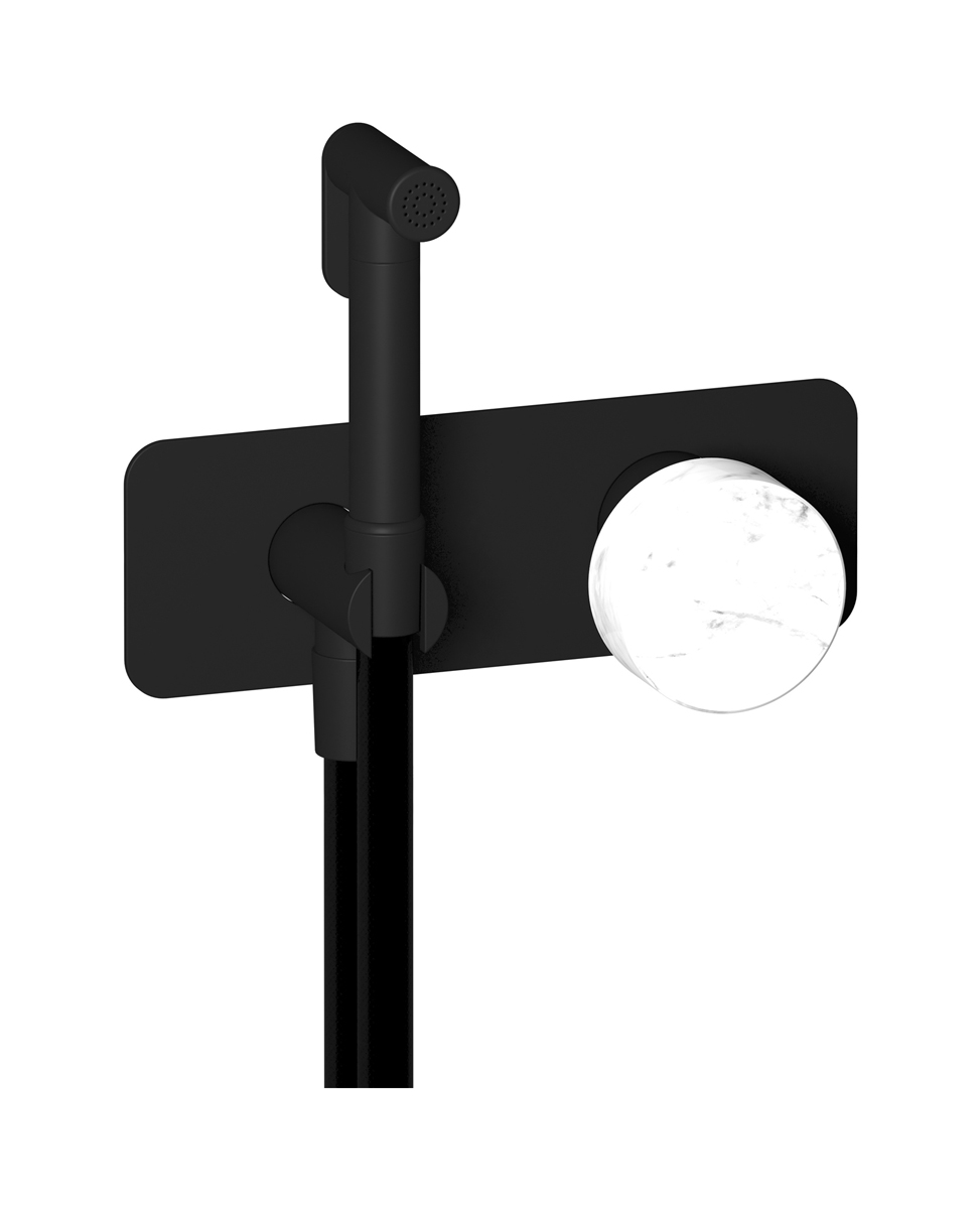 Внешние части гигенического душа со смесителем. WE ARE IB mr706np_1 Matt Black Marmo