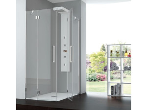 Алюминиевая и стеклянная угловая душевая кабина с распашной дверью