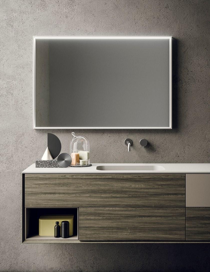 NOVELLO Тумба под умывальник, лакированная, ясень, с зеркалом Libera+ sun-id-1454143 - Вид №1