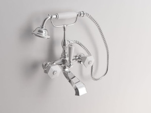 Смеситель для ванны с 2 отверстиями с ручным душем