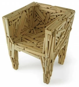 edra Стул с подлокотниками из натуральных деревянных планок Favela Fav010