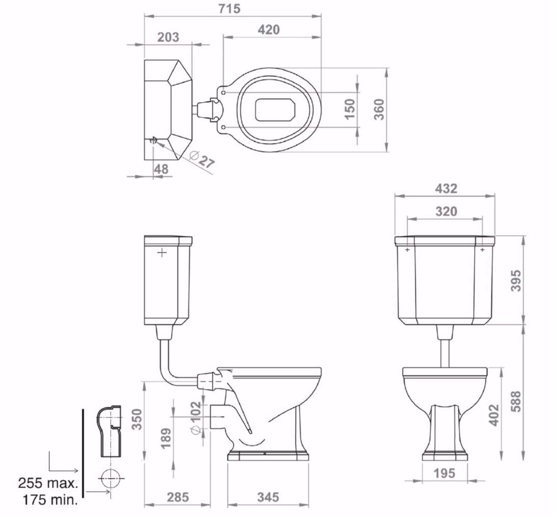 Компакт унитаз с бачком Белый Gentry Home  Англия sun-id-1354721 - Вид №2