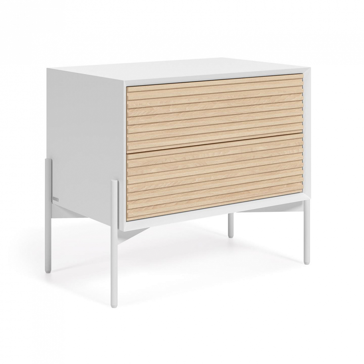 107630 Прикроватная тумбочка из ясеня с белым лаком 64 x 54 см La Forma Marielle  - Вид №1