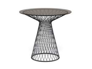 Круглый стальной и хрустальный садовый стол