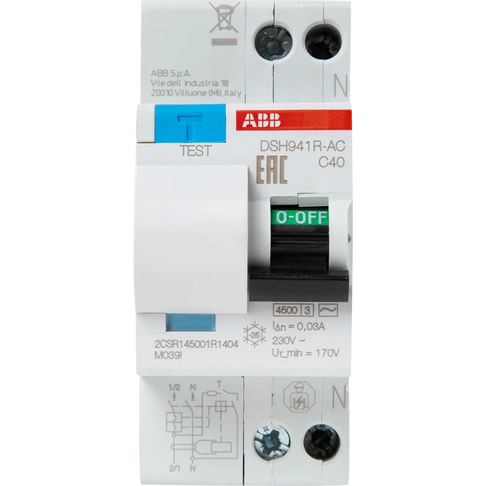 Дифференциальный автомат ABB DSH941R 1P N C40 А 30 мА 4.5 кА АС 2CSR145001R1404 10065932 STLM-2166240  - Вид №1