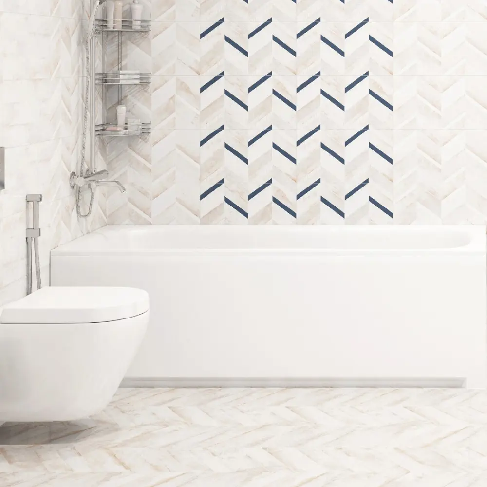 85604793 Керамогранит LB Ceramics Блю Шеврон 45x45 см 1.62 м² матовый цвет бежевый STLM-0064474