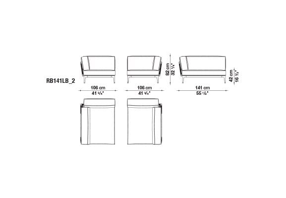 3-местный тканевый садовый диван B&B Italia Outdoor смородина ARCH-00078110 - Вид №7
