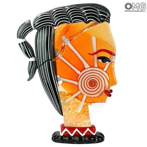 4721 ORIGINALMURANOGLASS Скульптура Голова Женщины с Солнцем - Pop Art - Original Murano Glass OMG 31 см