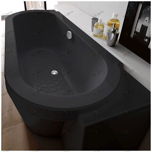 Ванна Gruppo treesse Playa V8181-SX-C чёрная овальная угловая пристенная левая VTLV8181SXC