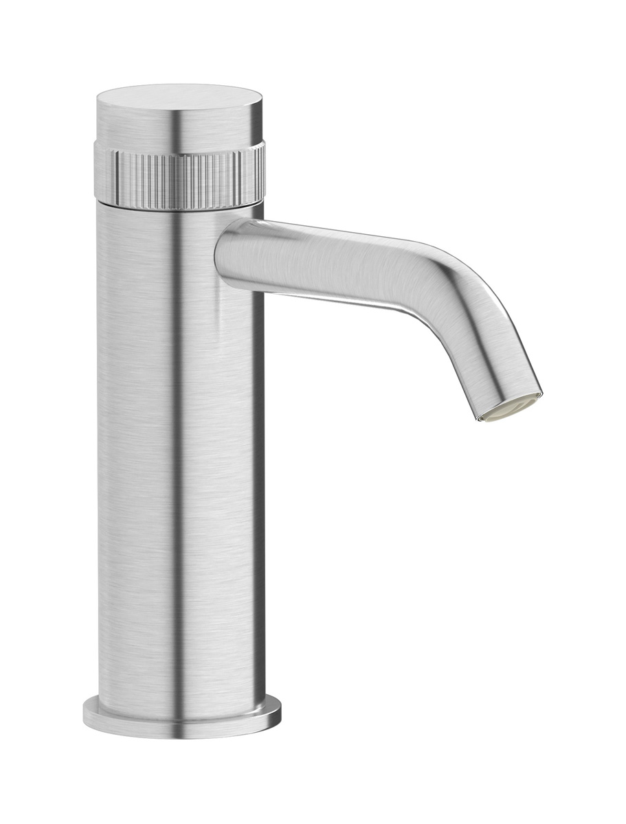 Монорычажный прогрессивный смеситель на раковину в комплекте с донным клапаном. WE ARE IB rx200ss Brushed Nickel Reflex