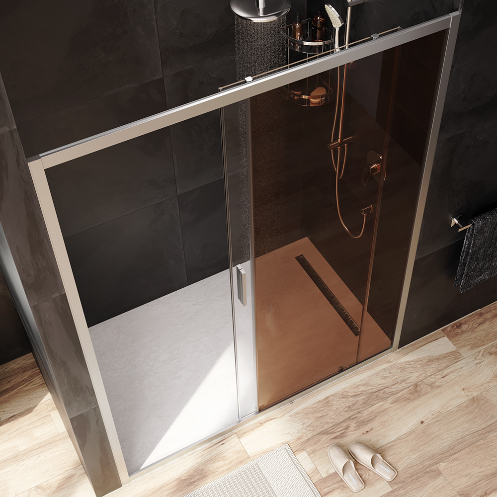 W90G-150-1-195MBr Solo Дверь душевая 150х195 стекло бронзовое профиль матовый хром AM.PM Gem - Вид №1