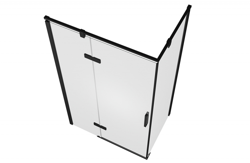 Душевое ограждение (L-open) одна распашная дверь BLACKLINE BS120.3112AB bravat  - Вид №4