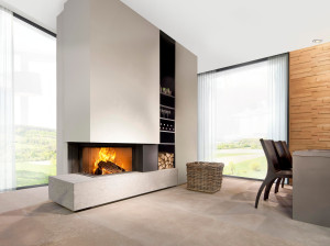 Дровяной угловой камин