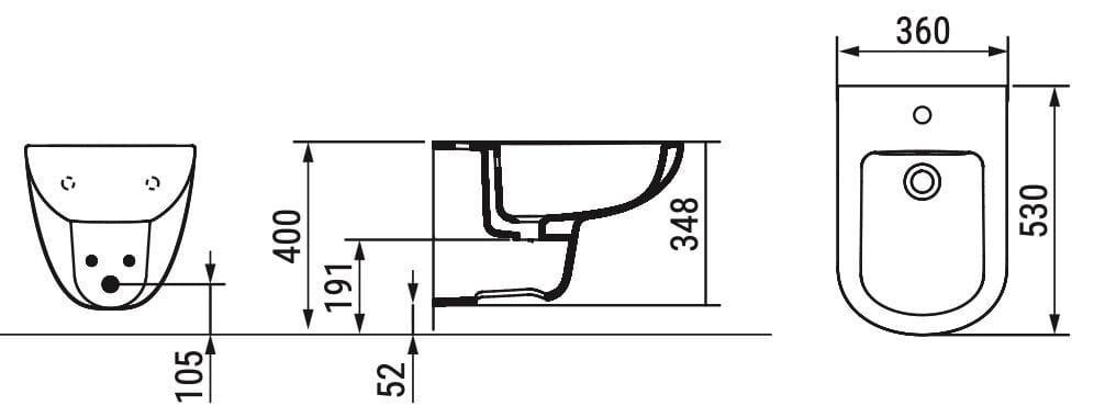 Керамическое подвесное биде с переливом Ceramica Dolomite Gemma2 ARCH-00152161 - Вид №3