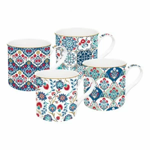 Кружки фарфоровые 4 шт бело-синие "Изник" EASY LIFE COFFEEMANIA & ATMOSPHERE 00-3946975 Белый;синий