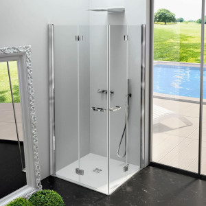Алюминиевая и стеклянная угловая душевая кабина с раздвижной дверью