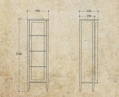 Витрина MIGLIORE Bella ML.BLL-VT451.DS со стеклянной дверцей, слоновая кость ML.BLL-VE451.DS - Вид №4