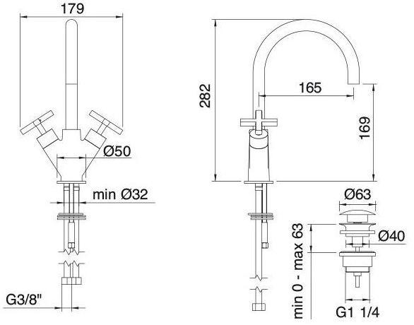 Rubinetterie Treemme Смеситель для раковины с одним отверстием из латуни Line sun-id-1476247 - Вид №1