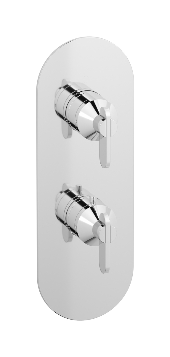 External part of thermostatic 2 ways diverter, round plate, vertical, Soho handle WE ARE IB eua612ccnoh Chrome Aqua