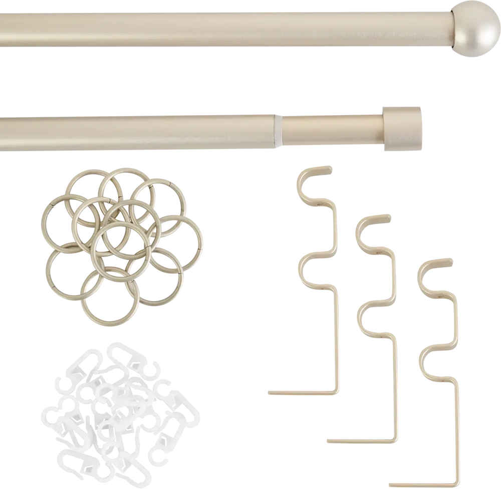 Карниз двухрядный раздвижной d19/16 мм шар 160-320 см цвет сталь ORBIS STLM-2202377 - Вид №1