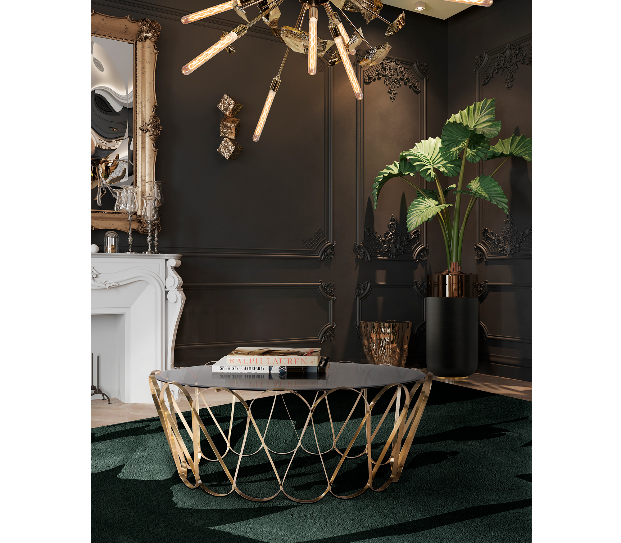 0-072 Золотой центральный стол Водолей Boca Do Lobo  - Вид №4