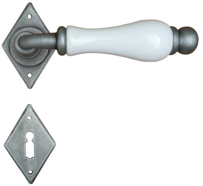 Galbusera Ручка из фарфора и железа с накладкой Dublino 1-08+d13 / 4-10+d13  - Вид №1