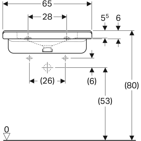 128661000 Раковина Geberit Renova Comfort Square, безбарьерная Geberit  - Вид №33